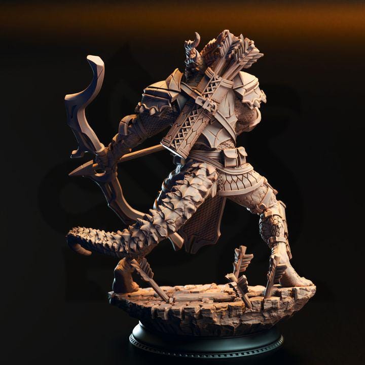 Silver Dragonborn Knights Miniature Set