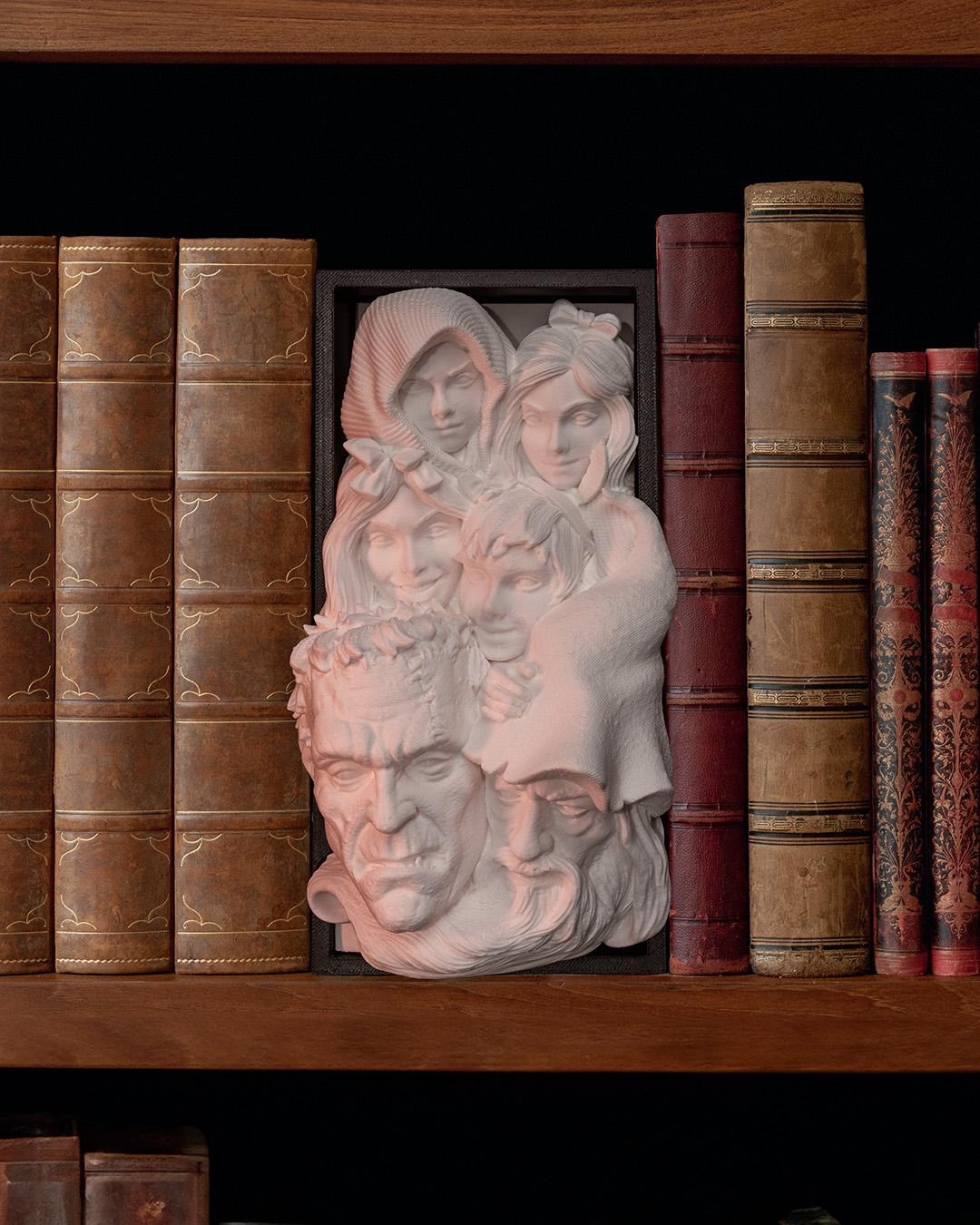 Fantasy book nook, miniature bookshelf insert diorama, by GLC3DPrints