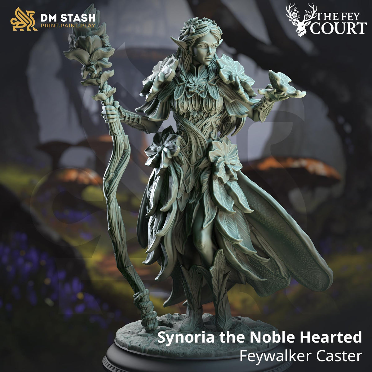 Synoria the Feywalker elf druid resin miniature, photo 2
