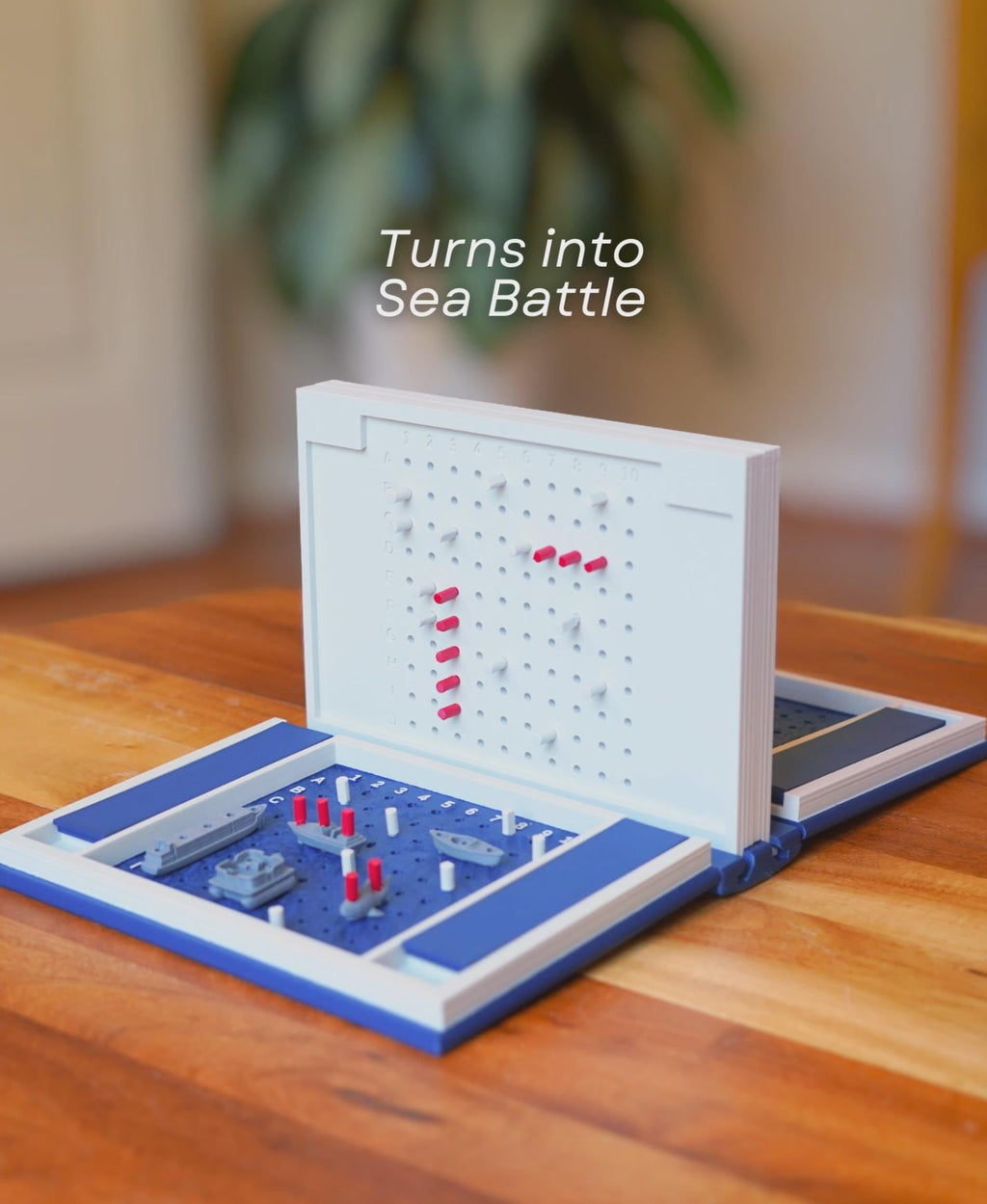 Sea Battle Strategy Game, Folding Bookshelf Decor for Travel, Compact Portable Board Game for Adults and Kids, Unique Book Lover Gift