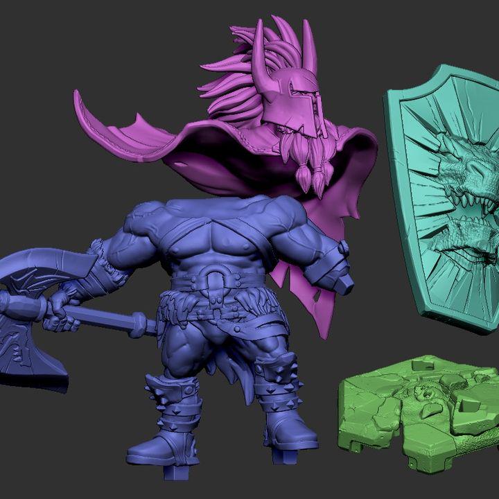 Hagall: Armored Dwarf Barbarian Miniature - Dragun Studios RPG