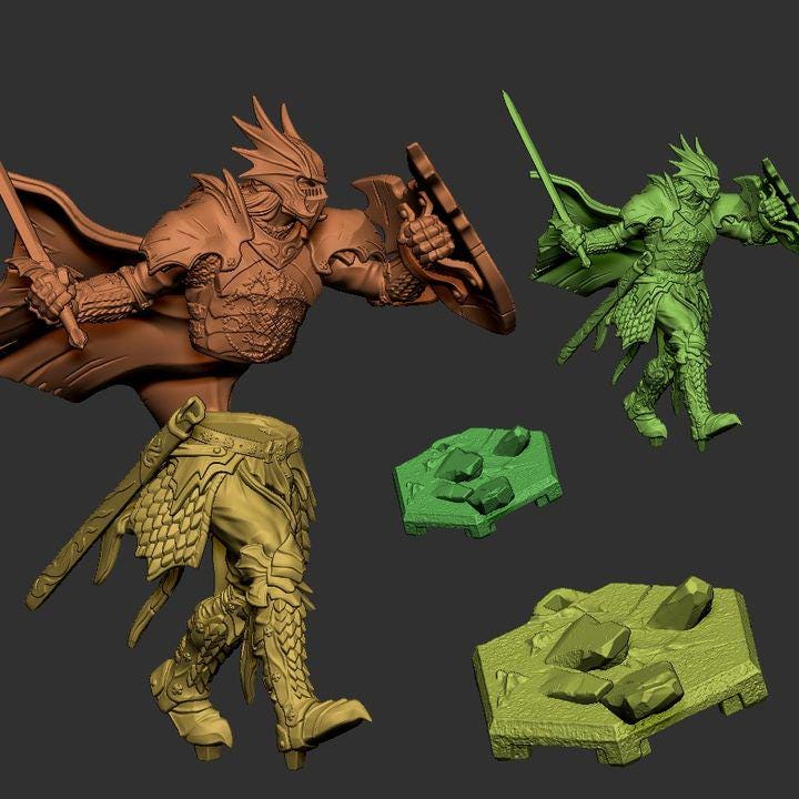 Dragon Knight Warrior Miniature – Armored Fantasy RPG Hero