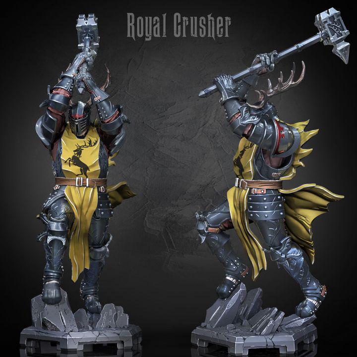 Royal Crusher dark knight miniature, 64mm and 118mm, by GLC3DPrints