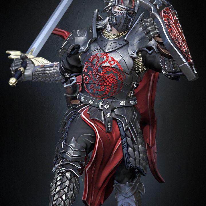 Dragon Knight Warrior Miniature – Armored Fantasy RPG Hero