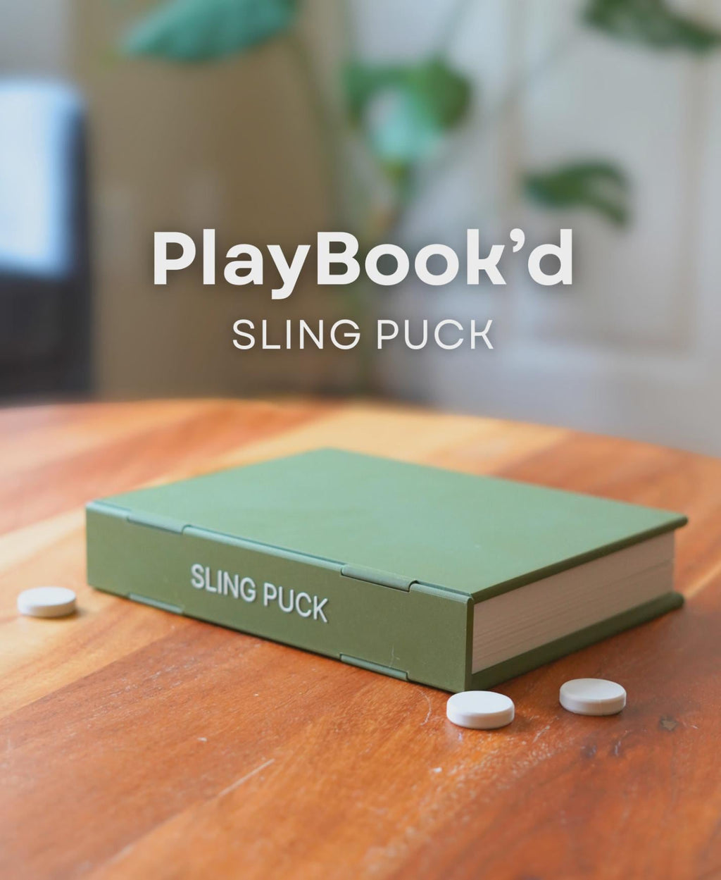 PlayBook’d Sling Puck – Hidden Book Tabletop Game – Fast-Paced Dexterity Game – Shelf Display Gift