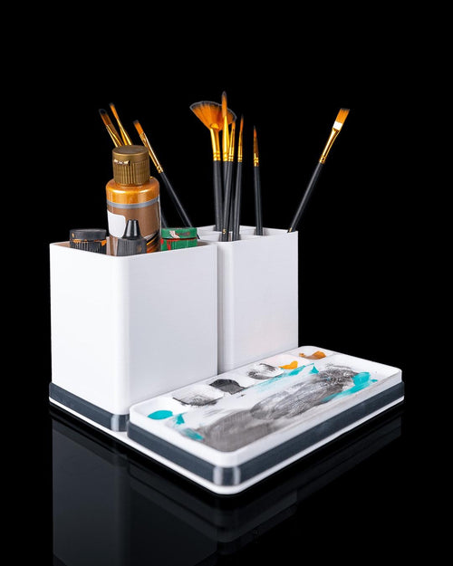 Artist desk organiser with paint palette and brush holder, photo 2