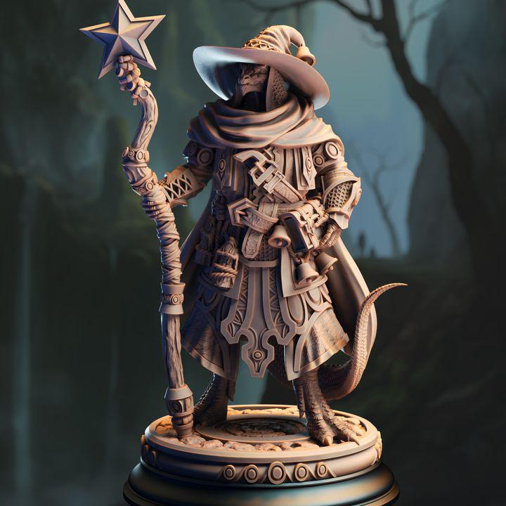 Ozmandi Starborn silver dragonborn sorcerer miniature, by GLC3DPrints