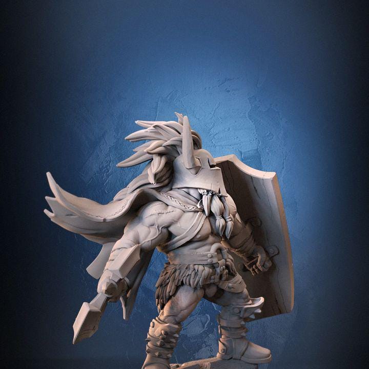 Hagall: Armored Dwarf Barbarian Miniature - Dragun Studios RPG