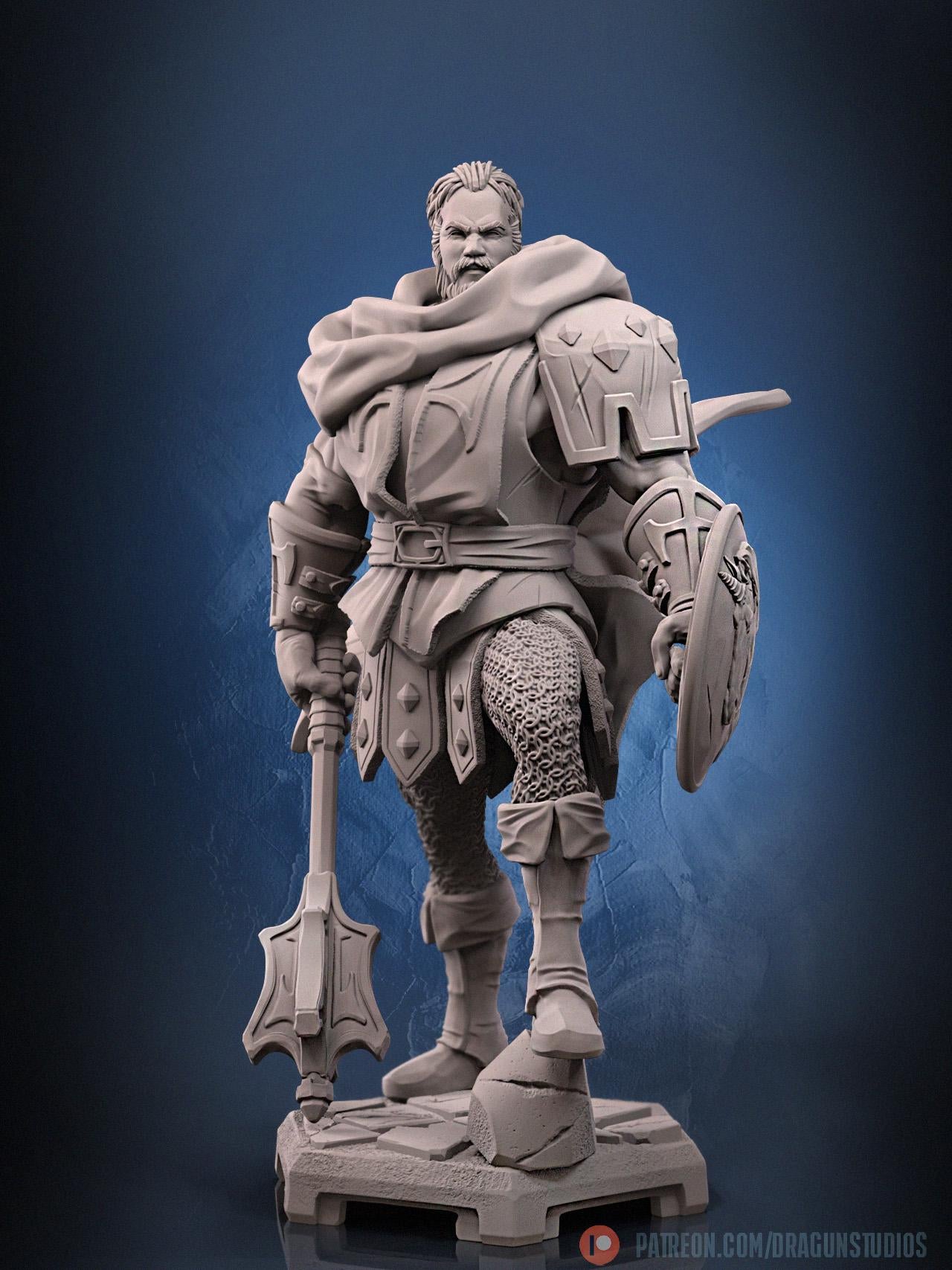 Greldon – Veteran Shieldbearer – Dragun Studios – 32mm or 75mm Scale – Tabletop RPGs – D&D – Pathfinder