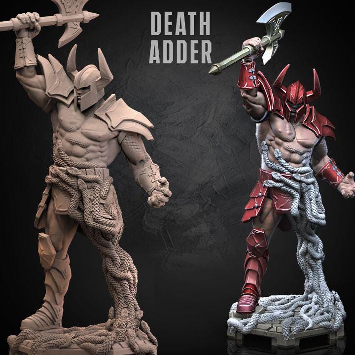 Cobra Inferno snake-wrapped warrior miniature, by GLC3DPrints