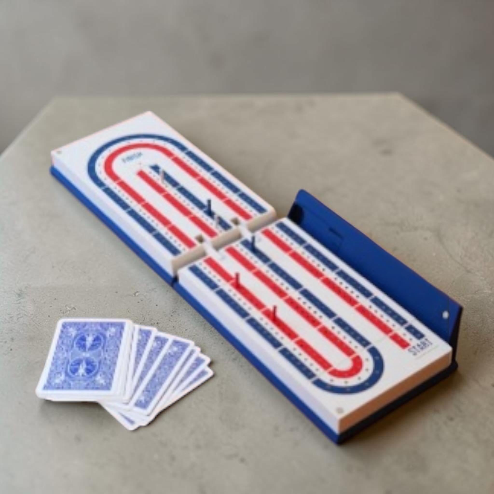 PlayBook'd Cribbage Board, Magnetic Travel Set, Hidden Card Storage, Portable Game