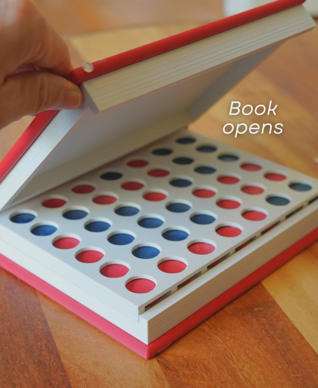 PlayBook’d Four in a Row – Folding Board Game, Shelf Decor