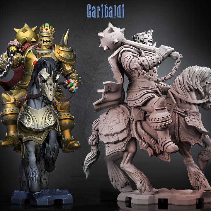 General Garibaldi – Mounted Knight – 65mm Scale – Fantasy Miniature – DnD Pathfinder Boss – Cavalry Warrior
