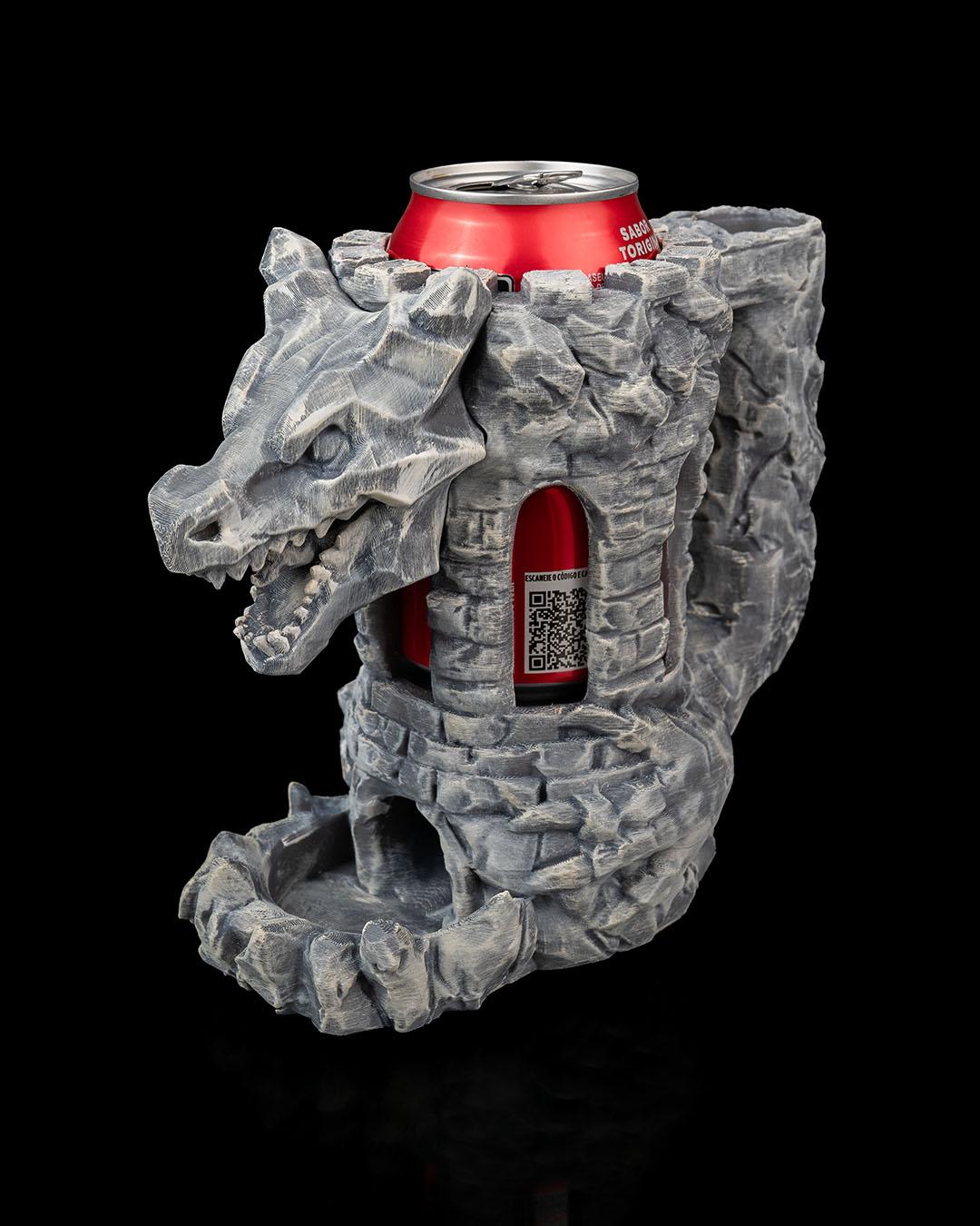 Dragon Fortress Dice Tower and Can Holder | Fantasy RPG Desk Organizer | D&D Gaming Accessories for Tabletop Players | Unique Gift for Gamer