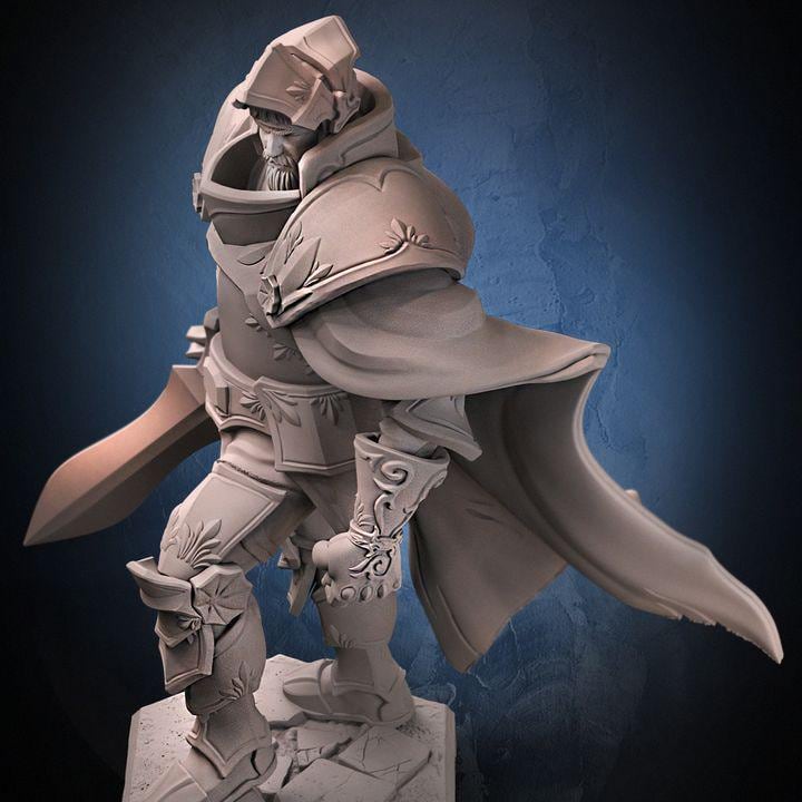 Armored Knight King Miniature – Fantasy RPG Boss Figure (32mm/75mm Scale)