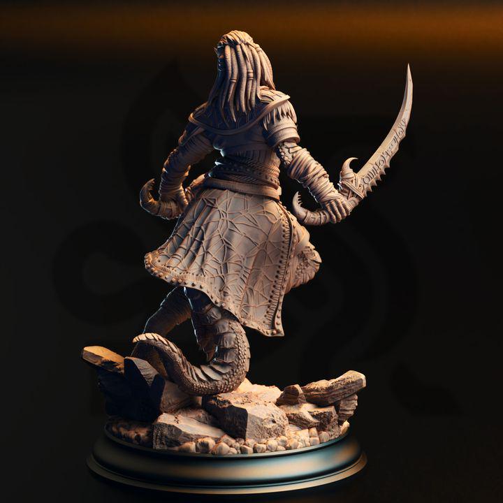 Kijaa Shadowblade – Black Dragonborn Rogue Miniature