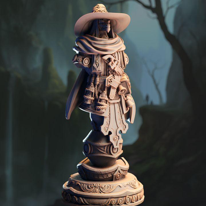 Silver dragonborn sorcerer bust, 120mm fantasy collector's model, by GLC3DPrints