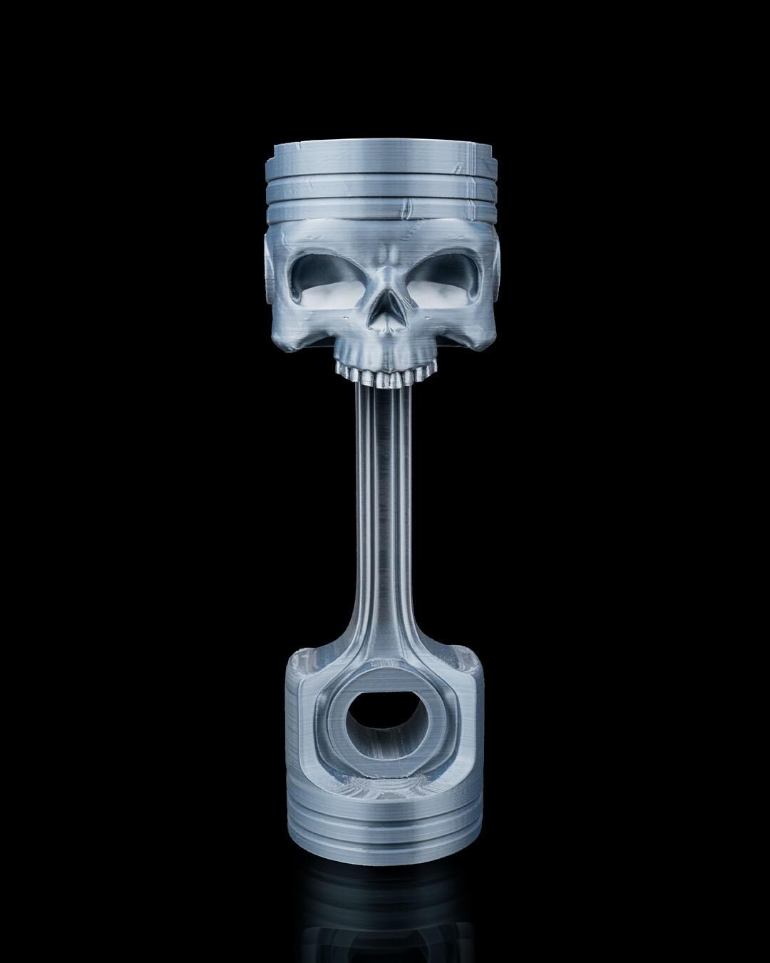 Piston Reaper Headphone Holder – Skull & Piston Headset Stand – 3D Printed PLA – Gamer Desk Accessory