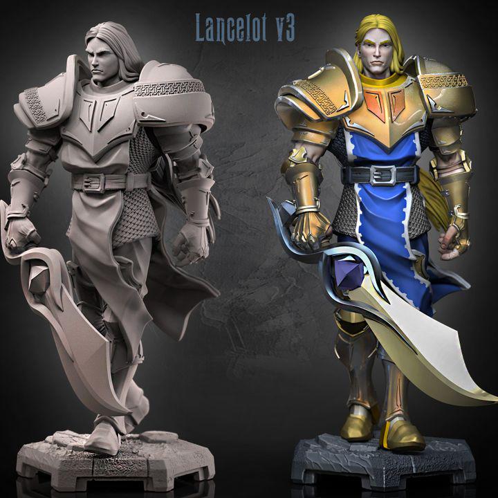 Lancelot V3 fantasy knight miniature by Dragun Studios, printed by GLC3DPrints