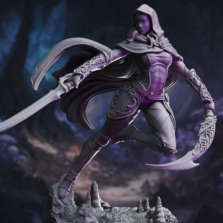 Xira Elineri dark elf assassin miniature, by GLC3DPrints