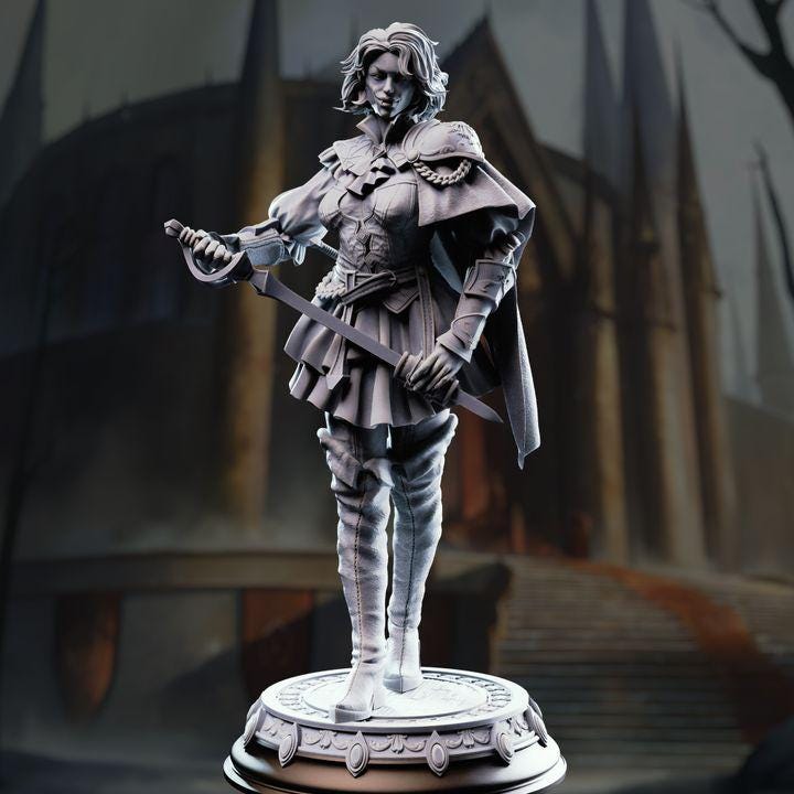Victoria Asquith vampire duelist miniature, gothic horror, by GLC3DPrints