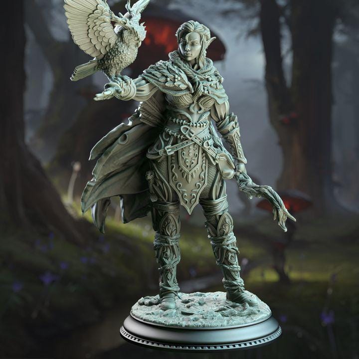 Jesmira the Jaded elf ranger miniature, DM Stash, by GLC3DPrints