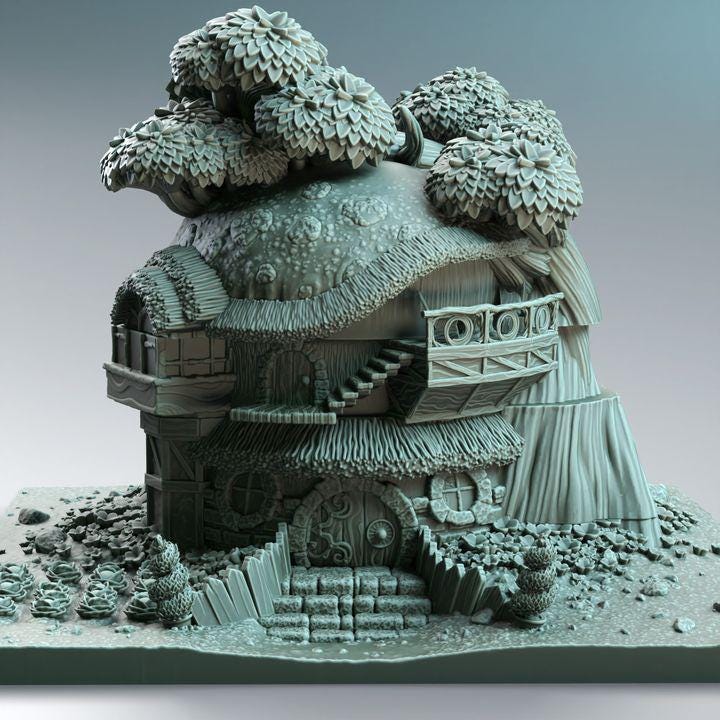 Fungi Cottage terrain, 3-level fantasy building for tabletop games, by GLC3DPrints