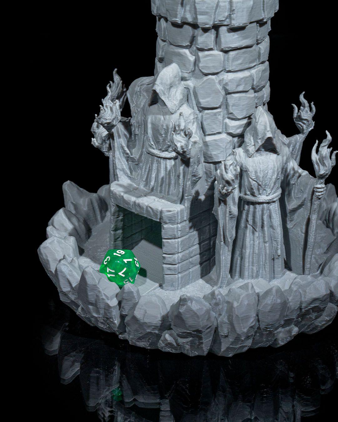 Mad Wizard Dice Tower, 3D Printed RPG Dice Roller for D&D, Fantasy Tabletop Gaming Accessory, Unique Dungeon Master Gift and Decor