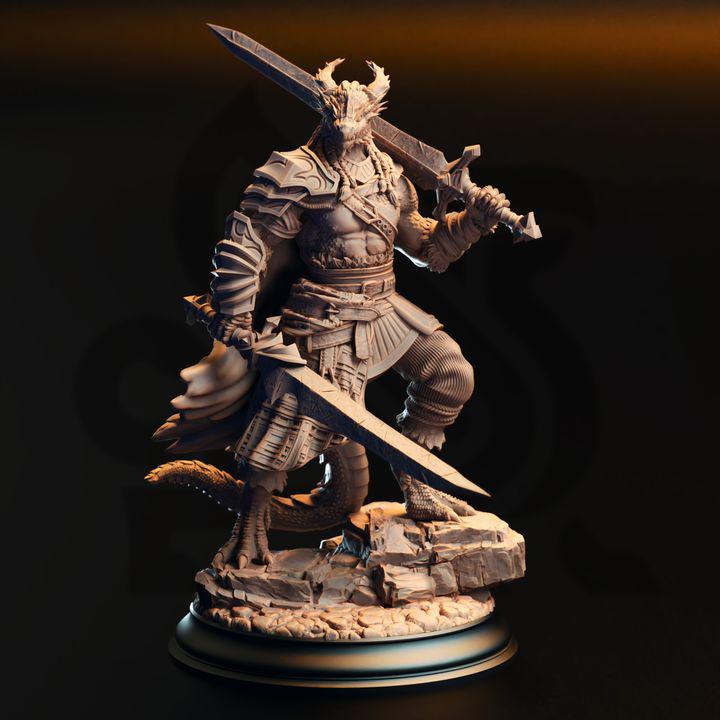 Black dragonborn barbarian miniature, photo 2