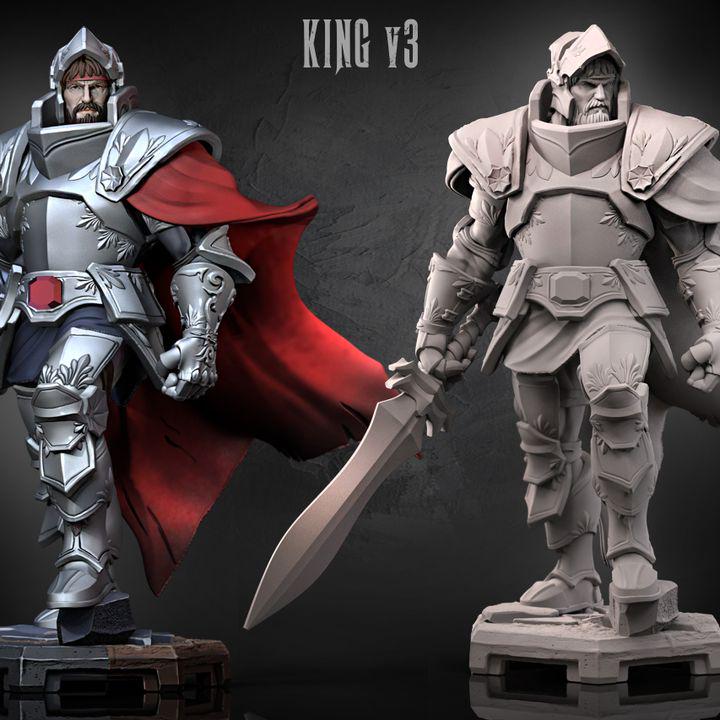 Armored Knight King Miniature – Fantasy RPG Boss Figure (32mm/75mm Scale)