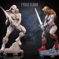 Tyris Flare female warrior miniature by Dragun Studios, printed by GLC3DPrints