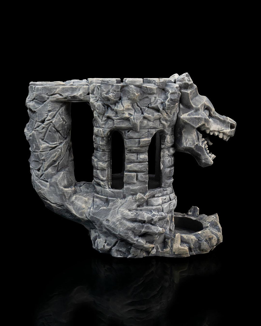 Dragon Fortress Dice Tower and Can Holder | Fantasy RPG Desk Organizer | D&D Gaming Accessories for Tabletop Players | Unique Gift for Gamer