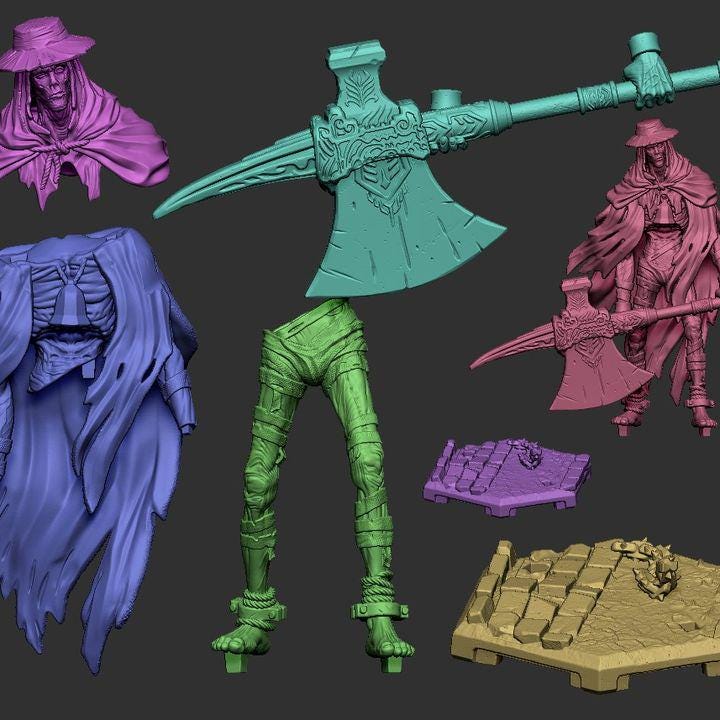 Giant Keeper Undead Miniature: Axe-Wielding Sentinel, Dragun Studios (53mm/102mm)