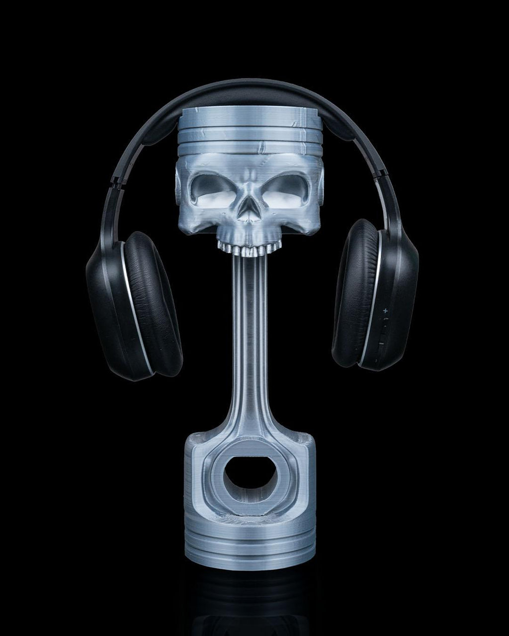 Piston Reaper Headphone Holder – Skull & Piston Headset Stand – 3D Printed PLA – Gamer Desk Accessory