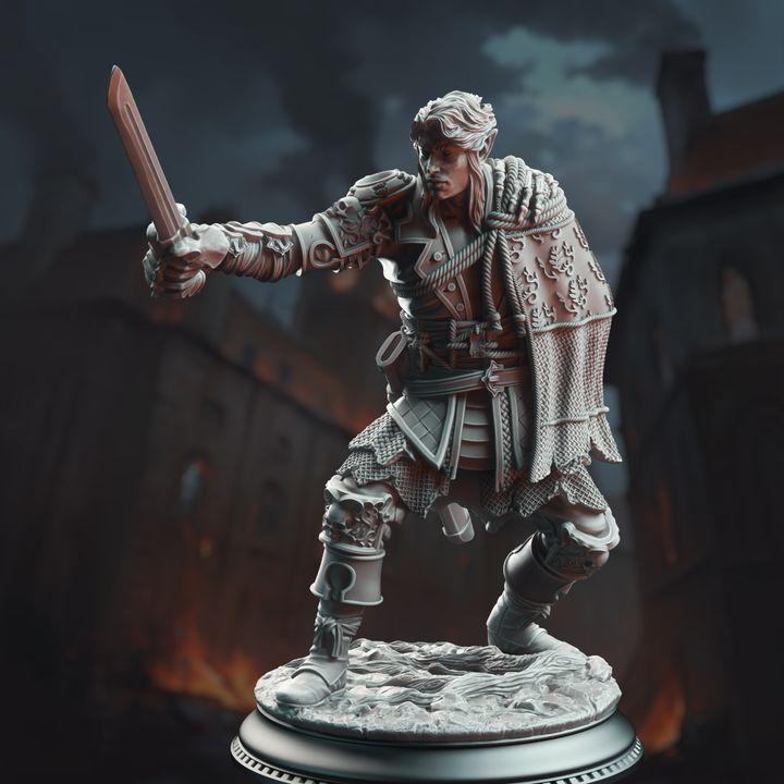 Corin of Lamhet: Half-Elf Swashbuckler Miniature - DM Stash - RPG, D&D (32mm or 75mm Scale)