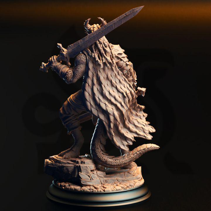 Black Dragonborn Barbarian Miniature – D&D, Pathfinder