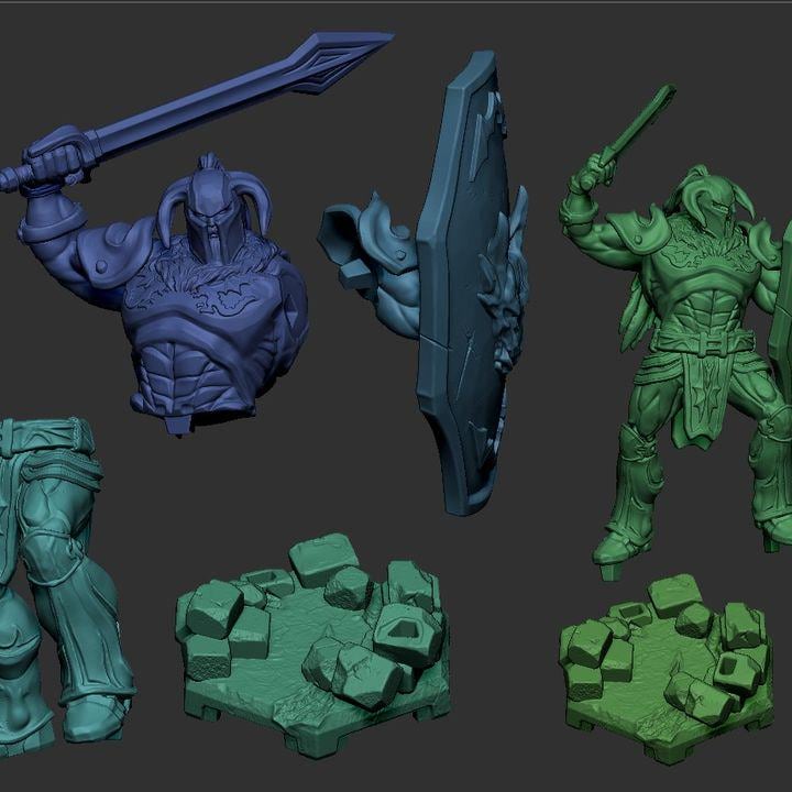 Battler Knight Miniature: 66mm/99mm Resin Model - Dragun Studios