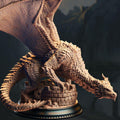 Azmordion silver dragon miniature on a 75mm base for D&D and Pathfinder, by GLC3DPrints