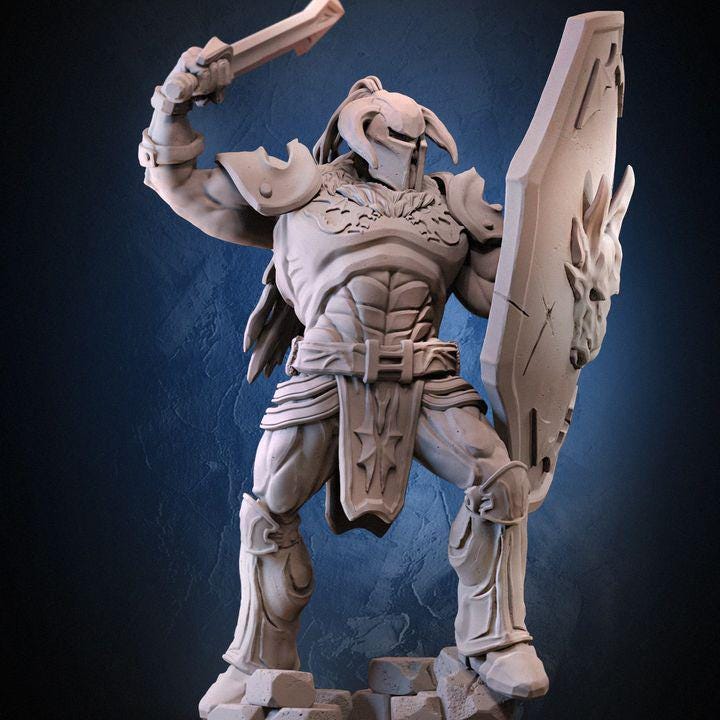 Battler Knight Miniature: 66mm/99mm Resin Model - Dragun Studios