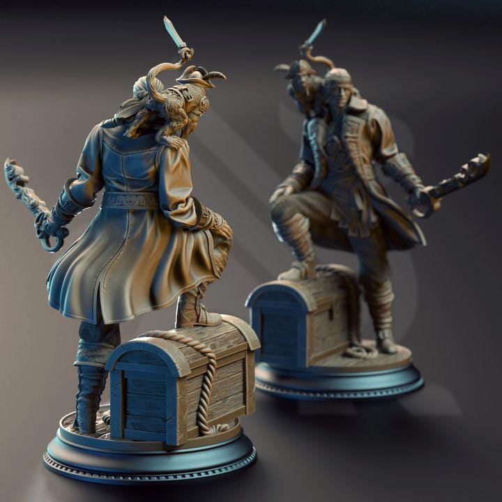 Ervin “Wave Dancer” – Water Genasi Pirate Miniature