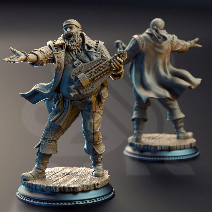 Hurdy Gurdy Pirate Bard Miniature: Bossman Bill, D&D Pathfinder RPG