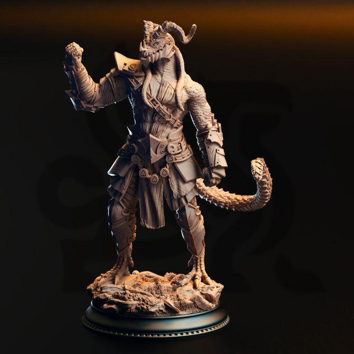 Vaakrin Steeljaw black dragonborn fighter miniature, photo 2