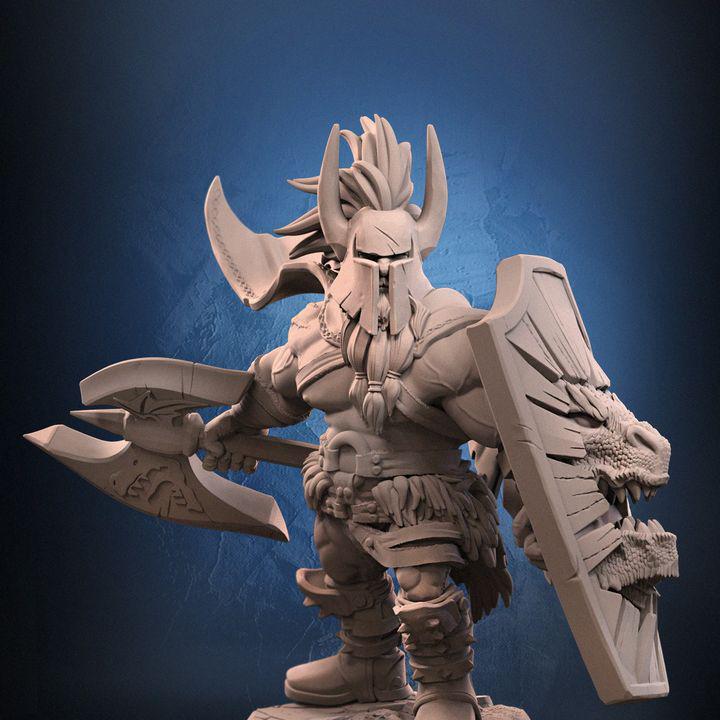 Hagall: Armored Dwarf Barbarian Miniature - Dragun Studios RPG