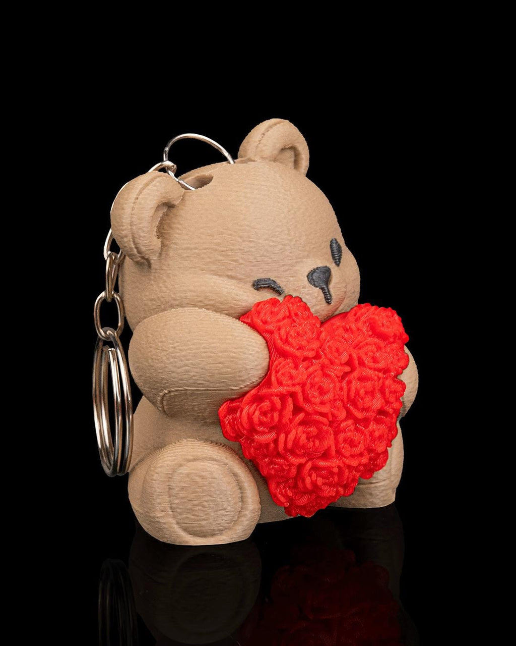 Heart Blossom bear keychain, Valentine's bag charm, 3D printed by GLC3DPrints