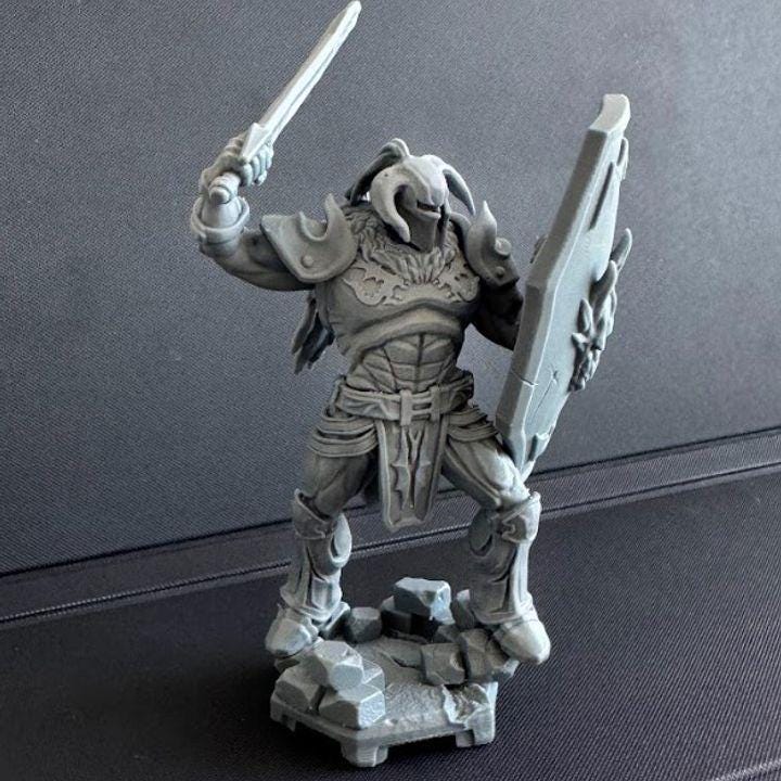 Battler Knight Miniature: 66mm/99mm Resin Model - Dragun Studios