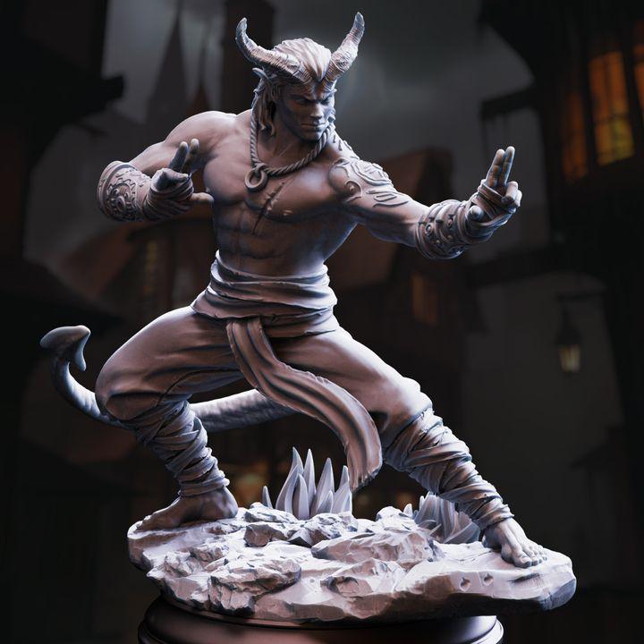 Verek Heartless tiefling monk miniature, by GLC3DPrints