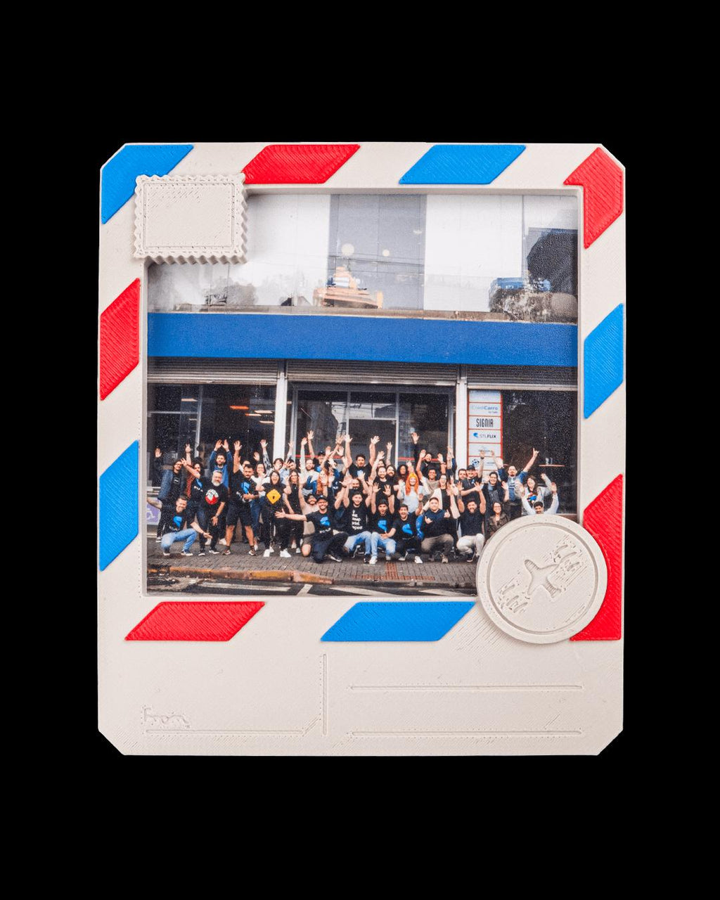 Post card magnetic photo frame in airmail retro style, 3D printed by GLC3DPrints