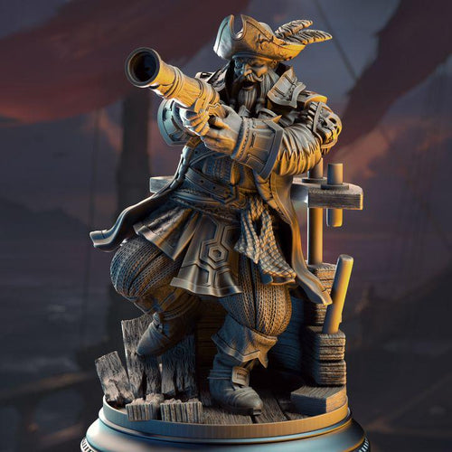 Baradin Blackbeard dwarf pirate captain miniature, by GLC3DPrints