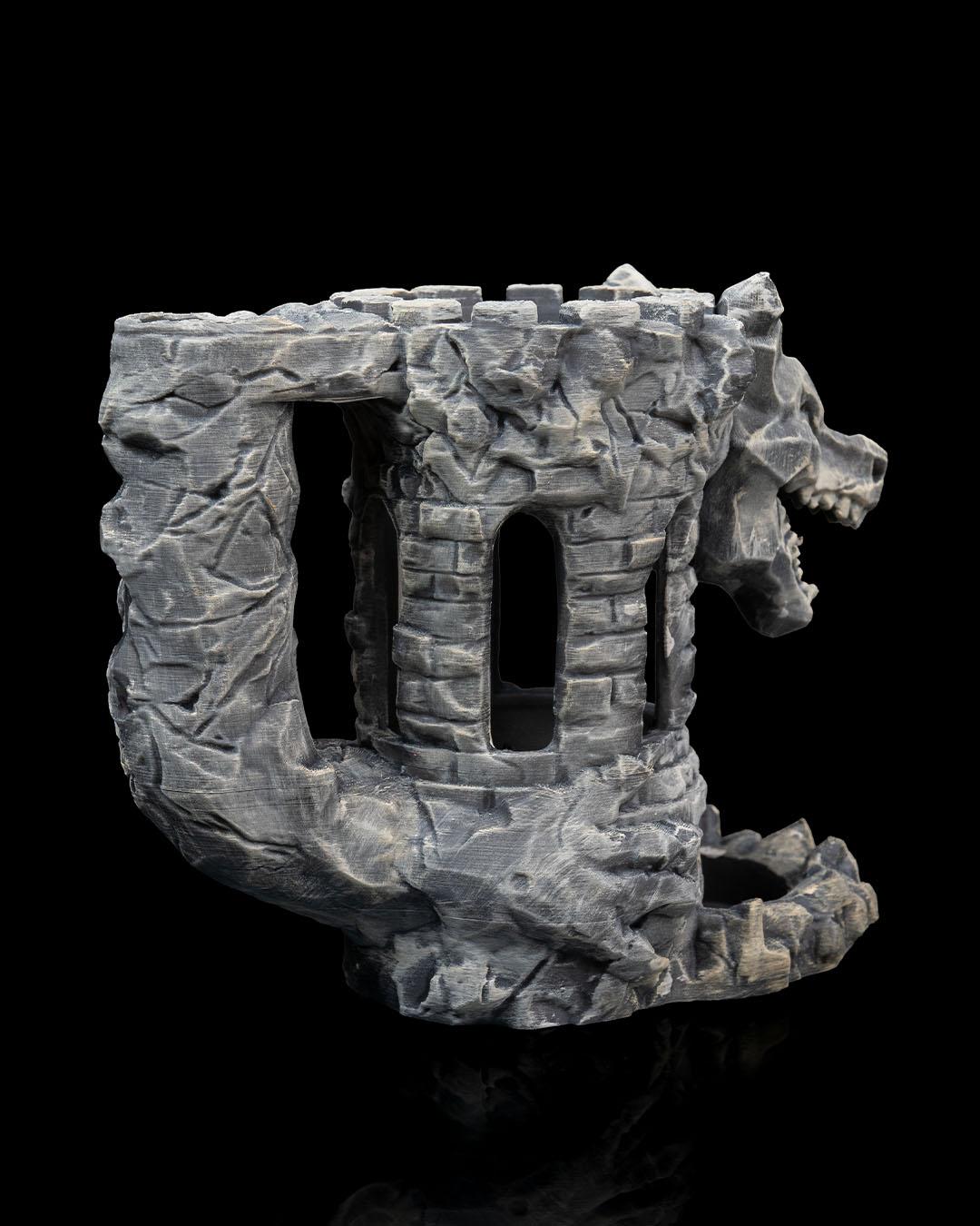 Dragon Fortress Dice Tower and Can Holder | Fantasy RPG Desk Organizer | D&D Gaming Accessories for Tabletop Players | Unique Gift for Gamer
