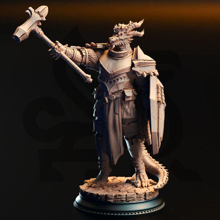 Silver Dragonborn Knights Miniature Set